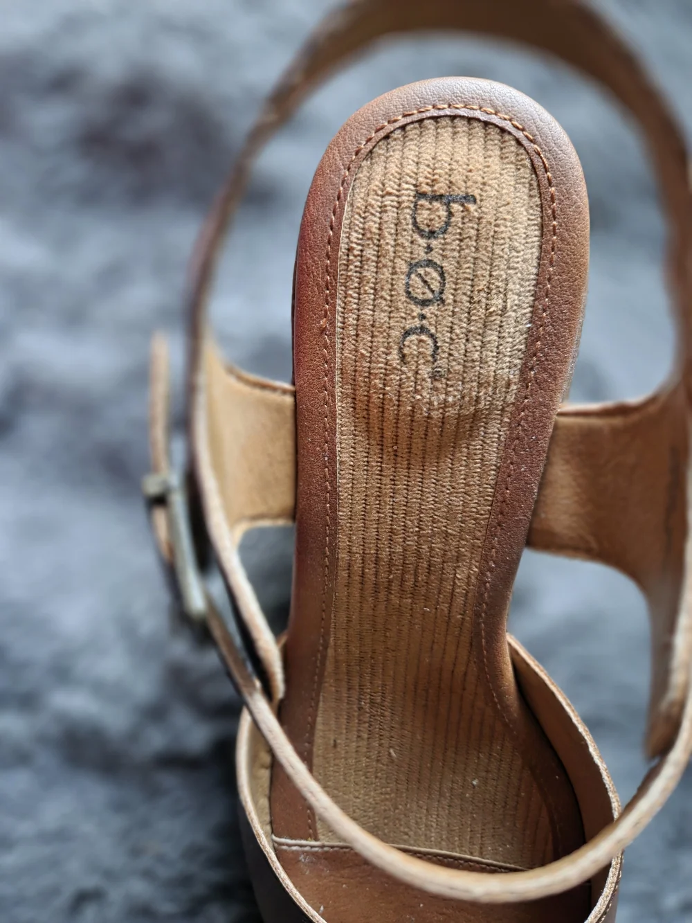 Bprn Brown Leather Platform Sandal with Buckle